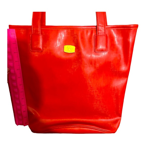 Joy Mangano red faux leather tote bag. Like new - Picture 6 of 6